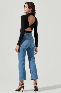 Prue Long Sleeve Back Twist Bodysuit -Dresses Sales Store AT16474 BLACK 3