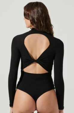 Prue Long Sleeve Back Twist Bodysuit -Dresses Sales Store AT16474 BLACK 6