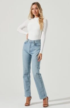 Prue Long Sleeve Back Twist Bodysuit -Dresses Sales Store AT16474 WHITE 1