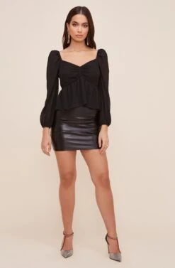 Long Sleeve Sweetheart Top -Dresses Sales Store AT16487 BLACK 1