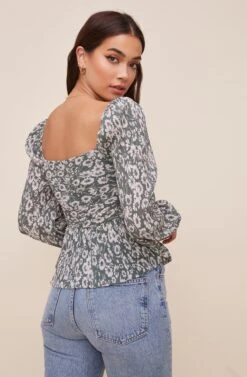 Long Sleeve Sweetheart Top -Dresses Sales Store AT16487 GREENFLORAL 5