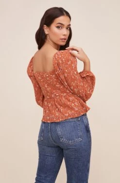 Long Sleeve Sweetheart Top -Dresses Sales Store AT16487 RUSTMULTIFLORAL 6