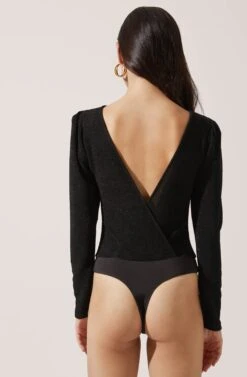 Low V Open Back Bodysuit -Dresses Sales Store AT16498 BLACK 3