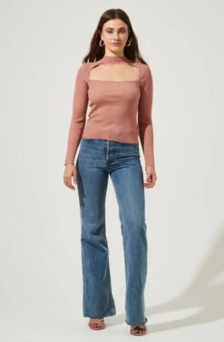 Cut Out Square-Neck Top -Dresses Sales Store AT16556 DARKBLUSH 1