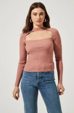 Cut Out Square-Neck Top -Dresses Sales Store AT16556 DARKBLUSH 3