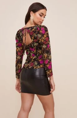 Sweetheart Back Tie Top -Dresses Sales Store AT16577 BLACK PINKFLORAL 5
