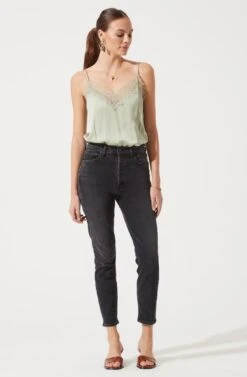 Lace Trim Cami Bodysuit -Dresses Sales Store AT16775 003 SAGE 1062