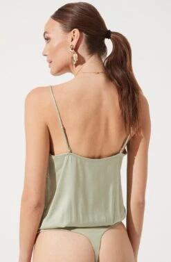 Lace Trim Cami Bodysuit -Dresses Sales Store AT16775 003 SAGE 1064