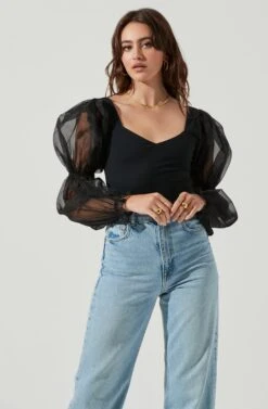 Organza Sleeve Bodysuit