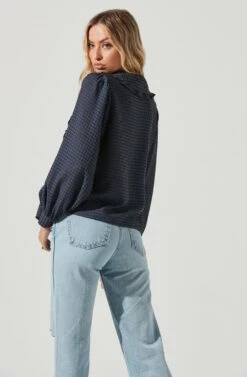 Long Sleeve Oversize Collar Shirt -Dresses Sales Store AT16953 NAVYPLAID 2