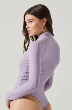Long Sleeve Cutout Bodysuit -Dresses Sales Store AT16961 PURPLE 9