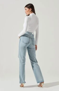 Long Sleeve Cutout Bodysuit -Dresses Sales Store AT16961 WHITE 5