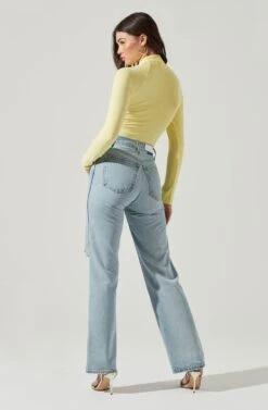 Long Sleeve Cutout Bodysuit -Dresses Sales Store AT16961 YELLOW 4