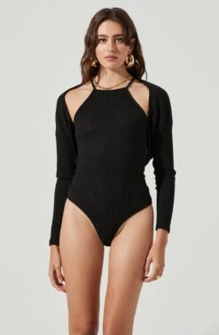 Cropped Shrug Halter Cami Set -Dresses Sales Store AT16965 BLACK 3