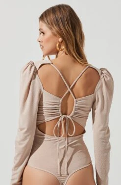 Multi Back Cutout Bodysuit -Dresses Sales Store AT17094 CREAM 2003