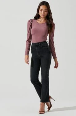 Multi Back Cutout Bodysuit -Dresses Sales Store AT17094 MAUVE 0987