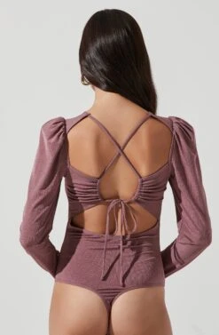 Multi Back Cutout Bodysuit -Dresses Sales Store AT17094 MAUVE 1007