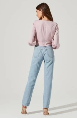 Long Sleeve Square Neck Top -Dresses Sales Store AT17119 LILAC 1737