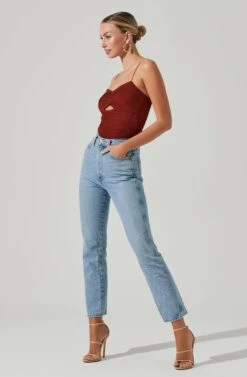 Cut Out Sweetheart Bodysuit -Dresses Sales Store AT17139 COGNAC 05421