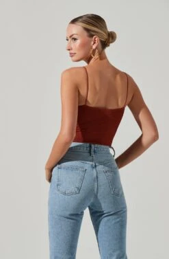 Cut Out Sweetheart Bodysuit -Dresses Sales Store AT17139 COGNAC 05531