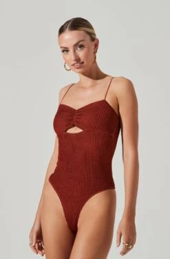Cut Out Sweetheart Bodysuit -Dresses Sales Store AT17139 COGNAC 05551