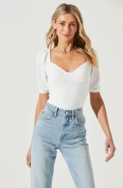 Half Sleeve Sweetheart Neck Bodysuit