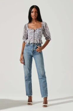 Half Sleeve Floral Back Cutout Top -Dresses Sales Store AT17198 BLUEPURPLEDITSY 0526 af8d8ad5 f0ee 4e96 b454 47d9d0440be4