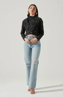 Long Sleeve Drape Tie Back Neck Back Top -Dresses Sales Store AT17208 BLACKSKETCH 2