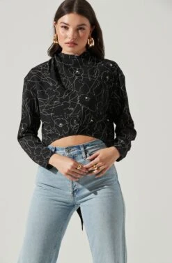 Long Sleeve Drape Tie Back Neck Back Top -Dresses Sales Store AT17208 BLACKSKETCH 3