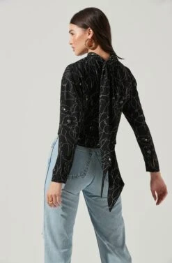 Long Sleeve Drape Tie Back Neck Back Top -Dresses Sales Store AT17208 BLACKSKETCH 5