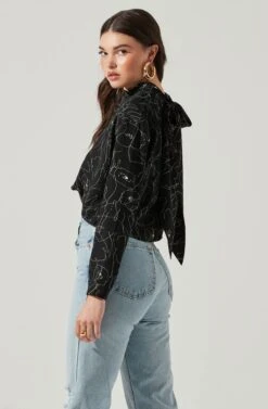 Long Sleeve Drape Tie Back Neck Back Top -Dresses Sales Store AT17208 BLACKSKETCH 6