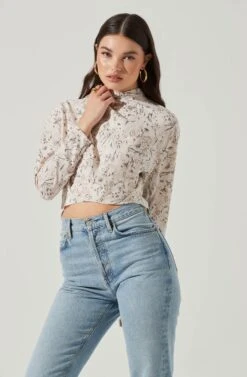 Long Sleeve Drape Tie Back Neck Back Top -Dresses Sales Store AT17208 OFFWHITESKETCH 2