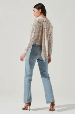 Long Sleeve Drape Tie Back Neck Back Top -Dresses Sales Store AT17208 OFFWHITESKETCH 8