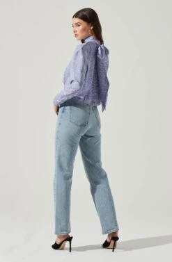 Long Sleeve Drape Tie Back Neck Back Top -Dresses Sales Store AT17208 PERIWINKLESKETCH 6