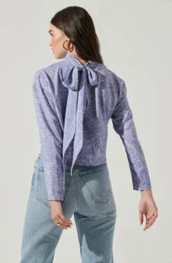 Long Sleeve Drape Tie Back Neck Back Top -Dresses Sales Store AT17208 PERIWINKLESKETCH 8