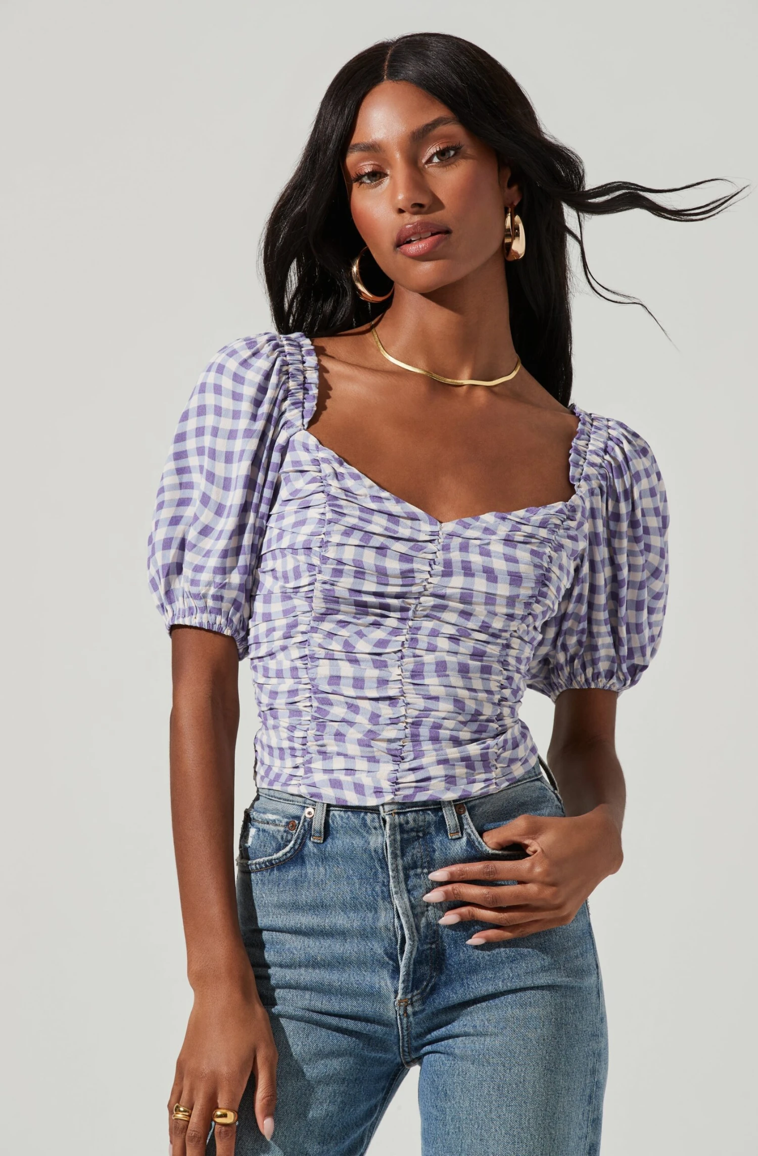 Ruched Short Puff Sleeve Top 1 Ruched Short Puff Sleeve Top