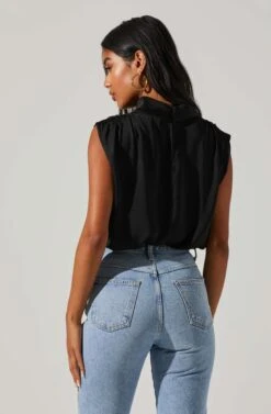 Cowl Neck Sleeveless Top -Dresses Sales Store AT17256 BLACK 3