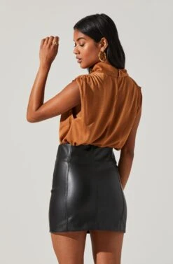 Cowl Neck Sleeveless Top -Dresses Sales Store AT17256 BROWN 5