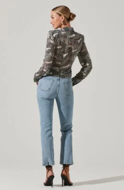 Ruched Button Up Top -Dresses Sales Store AT17371B TAUPEBLACKMULTI 6