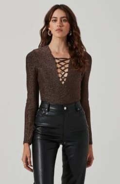 Lace Up Front Long Sleeve Bodysuit