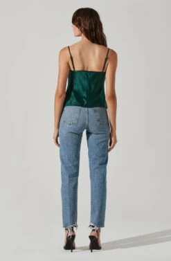 Satin Cowl Neck Cami -Dresses Sales Store AT17502 GREEN 4