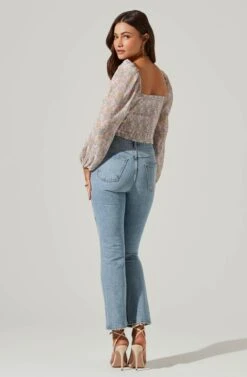 Long Sleeve Plisse Cross Bust Top -Dresses Sales Store AT17587 PINKBLUEMULTIFL 4