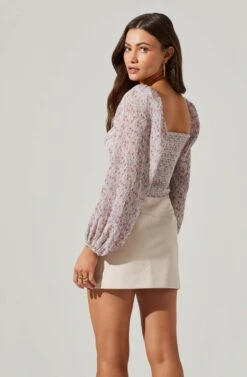 Long Sleeve Plisse Cross Bust Top -Dresses Sales Store AT17587 PURPLEDITSY 3