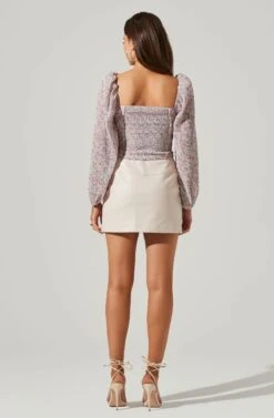 Long Sleeve Plisse Cross Bust Top -Dresses Sales Store AT17587 PURPLEDITSY 4