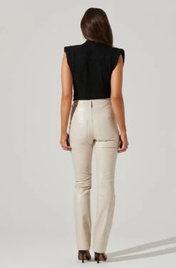 Pleated Cowl Neck Power Shoulder Tank -Dresses Sales Store AT17628 BLACK 6