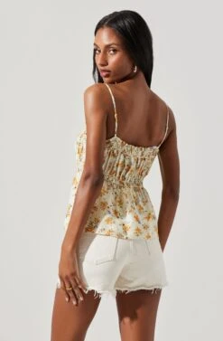 Ruched Babydoll Floral Cami -Dresses Sales Store AT17702 ORANGECREAMFLR 6