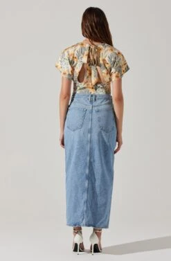 Satin Tie Back Flutter Sleeve Top -Dresses Sales Store AT17720 CREAMYELLOWFLORAL 5