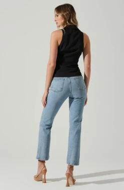 Twist Front Collared Top -Dresses Sales Store AT17776 BLACK 6