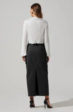 Cropped Plisse Mock Neck Top -Dresses Sales Store AT17868 WHITE 5