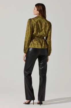 Asymmetrical Collared Floral Wrap Top -Dresses Sales Store AT17922 OLIVEFLORALSKETCH 5